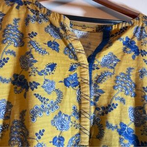 Vibrant Floral Tunic in Yellow and Blue